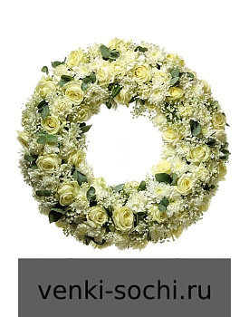 Венок ЕВ11 живые цветы, 95см х 95см
