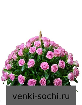 Корзина из живых цветов КН25, роз 150 шт (+зелень)