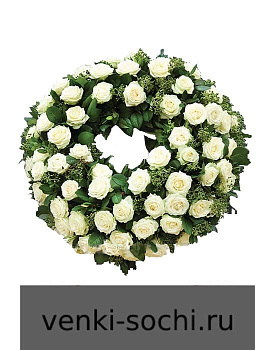 Венок ЕВ13 живые цветы, 95см х 95см