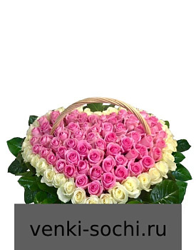 Корзина из живых цветов КН9, роз 150 шт