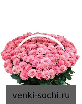 Корзина из живых цветов КН12, роз 150 шт