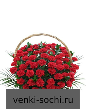 Корзина из живых цветов КН1, гвоздик 150 шт (+ зелень)