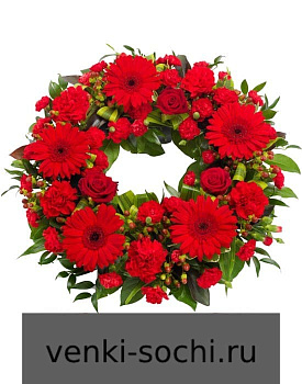 Венок ЕВ10 живые цветы, 95см х 95см