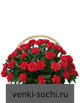 Корзина из живых цветов КН16,  гвоздики 150 шт